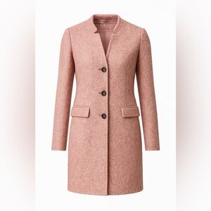 Sisley Rose Pink Tweed Wool Coat Jacket US 4 Mid-Thigh Length Italian Tailored